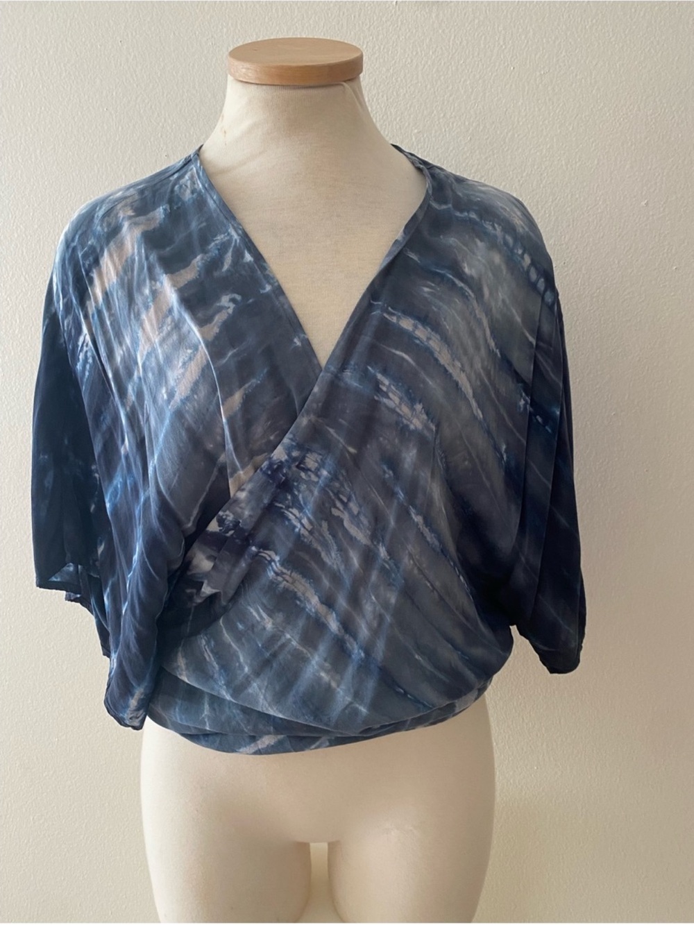 Young Fabulous & Broke Navy Tie-Dye Wrap Blouse